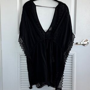 Topshop Black Crochet Swim Cover-Up
